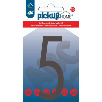 8711234018212-Pickup Home 3D Stockholm - Étiquette autocollante 90 mm - Chiffre 5 - gris--0