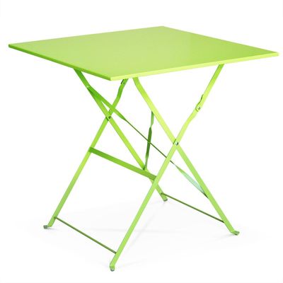 3700339880904-Table pliante de terrasse - L60 x H71 x P60 cm - Vert anis--0