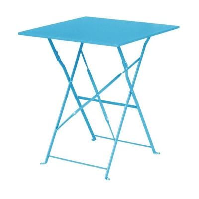 3700339880911-Table pliante de terrasse - L60 x H71 x P60 cm - Turquoise--0