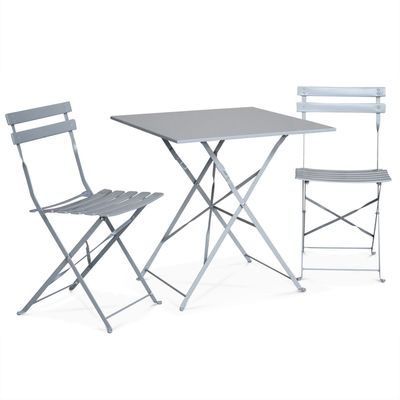 3700339880928-Table pliante de terrasse - L60 x H71 x P60 cm - Gris--2