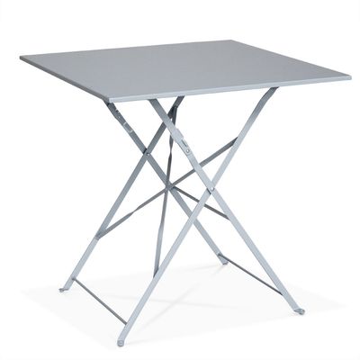 3700339880928-Table pliante de terrasse - L60 x H71 x P60 cm - Gris--0