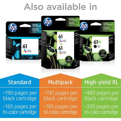 0885631805961-HP 61 - Pack de 2 - noir et 3 couleurs - cartouche d'encre originale (CZ073FN)--2