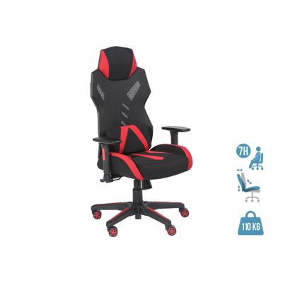 3701338800702-Fauteuil gamer POPER-M - accoudoirs réglables - noir et rouge--0