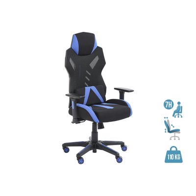 3701338800719-Fauteuil gamer POPER-M - accoudoirs réglables - noir et bleu--0