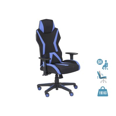 3701338800733-Fauteuil gamer POPER-T - accoudoirs réglables - noir et bleu--0