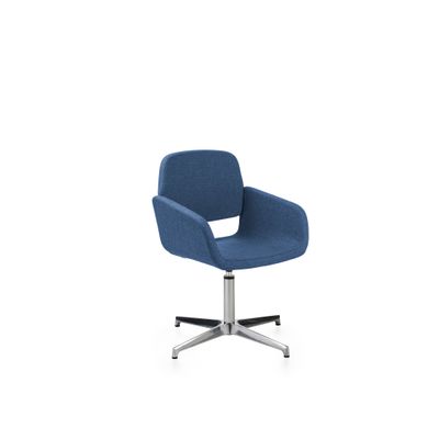 2012349446713-Chaise AITA - dossier bas - siège pivotant - pietement aluminium - tissu bleu--0