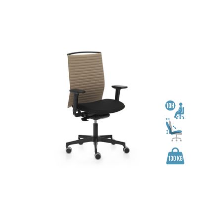 2012349447796-Fauteuil de bureau ergonomique ATIKA - accoudoirs en option - appui-tête non inclus - noir et taupe--0