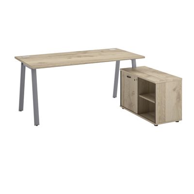 3483600933461-Bureau manager MAMBO avec retour droit - 160 cm - Chêne/chocolat--0