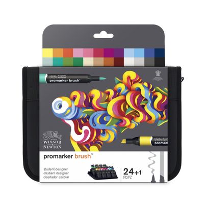 884955063446-ProMarker brush - Trousse 24 marqueurs - double pointe - étudiant designer--0