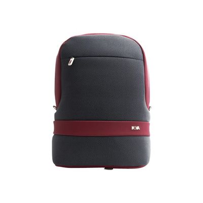 8032572188932-Nava Easy Break - Sac à dos pour ordinateur portable 15,6" avec poche RFID - gris/bordeaux/lime-Avant-1