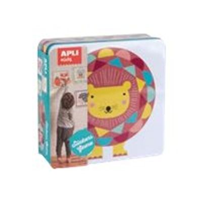 8410782145905-Apli Kids - Boîte métallique jeu de gommettes - lion-Angle gauche-0