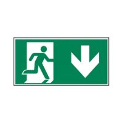 8711234128577-Pickup - Panneau de signalisation - 300 x 150 mm - Flèche vers le bas de sortie de secours-Avant-0