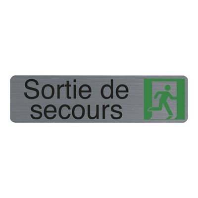 3130630671725-Exacompta - Plaque de signalisation Sortie de secours - 165 x 44 mm - aluminium brossé-Avant-0