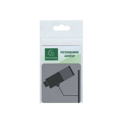3130630671800-Exacompta - Plaque de signalisation Surveillance caméra - 75 x 75 mm - aluminium brossé-Avant-0