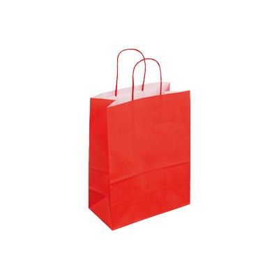 3135250985528-50 Sacs cadeau kraft - poignées torsadées - 22 cm x 12 cm x 31 cm - rouge-Angle gauche-0