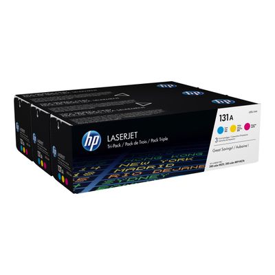 0888182055885-HP 131A - pack de 3 - jaune, cyan, magenta - cartouche laser d'origine-Angle gauche-1