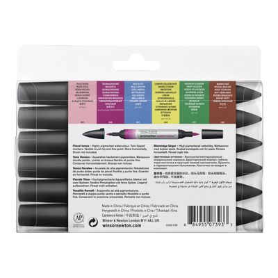 884955073933-ProMarker Watercolour - 6 Marqueurs double pointe - tons floraux-Arrière-3