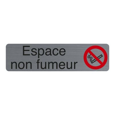 3130630671749-Exacompta - Plaque de signalisation Espace non fumeurs - 165 x 44 mm - aluminium brossé-Avant-0