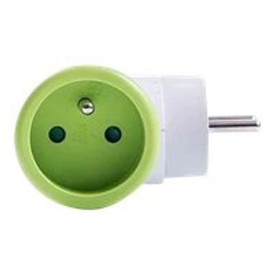 3760110685586-WATT & CO - Multiprise biplite rotative - blanc/vert-Gauche-2