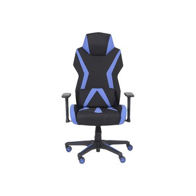 3701338800733-Fauteuil gamer POPER-T - accoudoirs réglables - noir et bleu-Avant-2