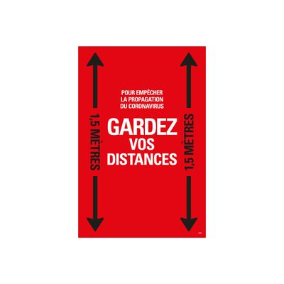 8711234040855-Pickup - Adhésif de signalisation au sol "gardez vos distances" - rouge - 60 x 90 cm-Avant-0