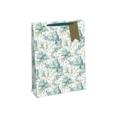 5033601538479-Clairefontaine Eurowrap - Sac cadeau pour bouteille - 12,7 x 9 x 33,5 cm - feuilles Noël-Angle gauche-0