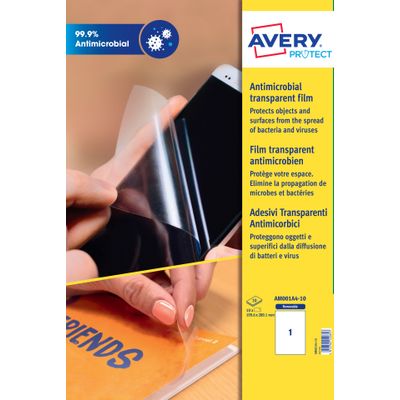 5014702142857-Avery - 10 Films Antimicrobiens - A4 (199,6x289,1mm) - adhésif amovible--0