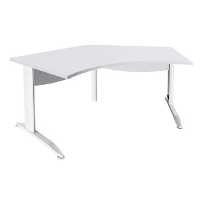 3253310150706-Bureau symétrique 120° IDRA - L185 cm - Pieds blanc - plateau Blanc perle--0