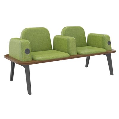 3253310179462-Banquette ILO - 2 places L172xP67cm -  carbone - structure noyer - tissu kiwi--0