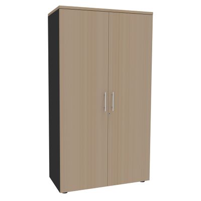 0404000124528-Armoire haute EXPRIM/LOFTER/LEVEL - H180 x L80 x P47 - 2 portes - Corps Anthracite - Dessus et portes imita--0