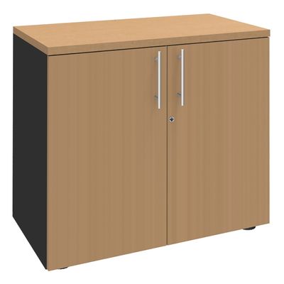 0404000124443-Armoire basse EXPRIM/LOFTER/LEVEL - H72 x L80 x P47 - 2 portes - Corps Anthracite - Dessus et portes im--0