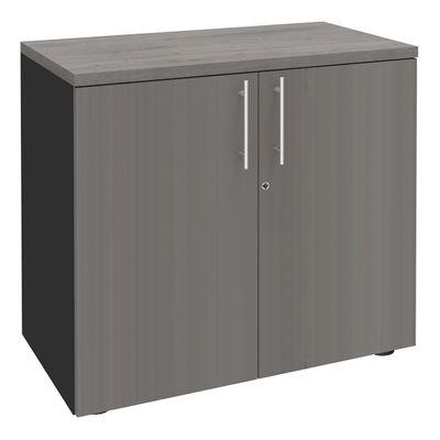 0404000124481-Armoire basse EXPRIM/LOFTER/LEVEL - H72 x L80 x P47 - 2 portes - Corps Anthracite - Dessus et portes imit--0