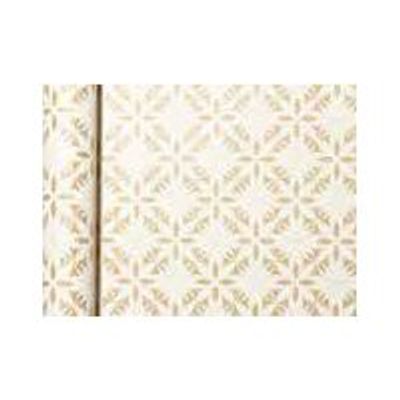 3329682238301-Clairefontaine Knalt - emballage cadeau - 35 cm x 5 m - blanc floral - papier kraft - 1 rouleau(x)-Avant-0