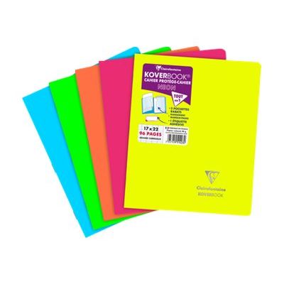 3037929514230-Clairefontaine Koverbook Neon - Cahier polypro 17 x 22 cm - 96 pages - grands carreaux (Seyes) - disponible dans-Avant-0