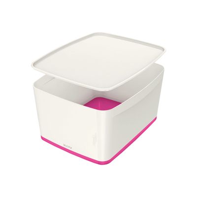 4002432116478-Leitz MyBox - Boîte de rangement format moyen - blanc/rose-Angle droit-3
