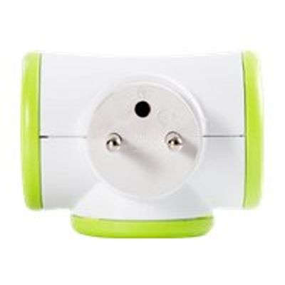2012349439166-WATT & CO - Multiprise triplite rotative - blanc/vert-Arrière-3