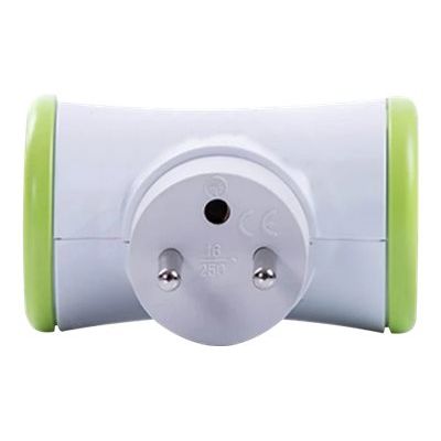 3760110685586-WATT & CO - Multiprise biplite rotative - blanc/vert-Avant-0