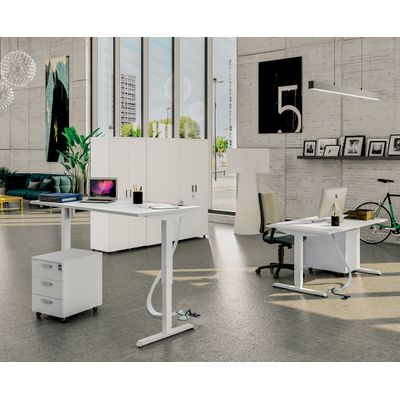 3253310223967-Bureau LEVEL - Bureau éléctrique - L160 - pied carbone - plateau imitation chêne clair--1