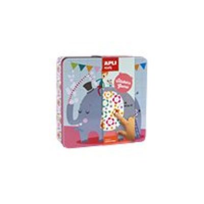 8410782145349-Apli Kids - Boîte métallique jeu de gommettes - éléphant-Angle gauche-2