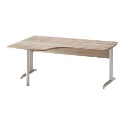 3483600784261-Bureau compact à gauche JAZZ+ - 180 cm - Pieds métal - Chêne gris-Angle droit-0