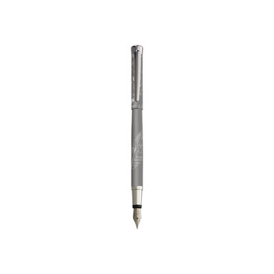 3108722406685-Oberthur Agathe - Stylo plume gris-Angle gauche-1