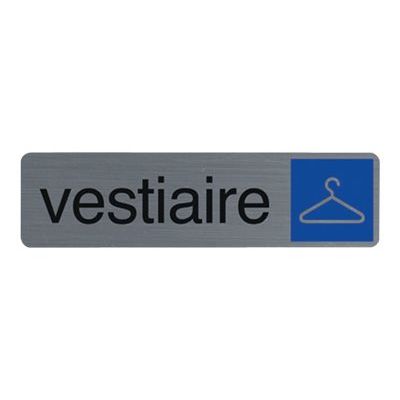 3130630671664-Exacompta - Plaque de signalisation Vestiaire - 165 x 44 mm - aluminium brossé-Avant-0