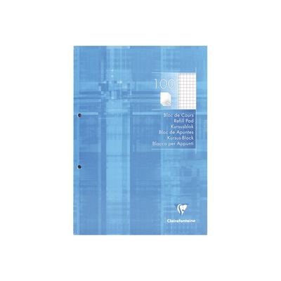 3329680058154-Clairefontaine - Bloc de cours A4 - perforé 2 trous - 200 pages - petits carreaux avec marge-Avant-0