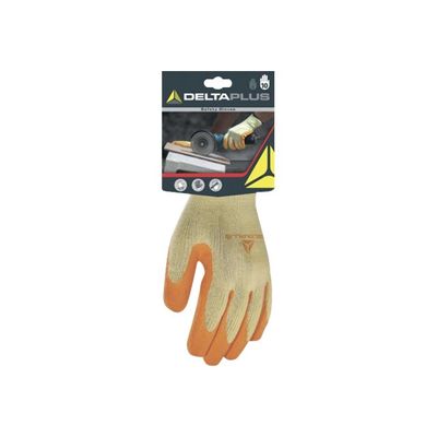 3295249183387-Delta Plus - Gants de protection Construction - Taille 10 - latex, polyester-coton - jaune/orange-Avant-0