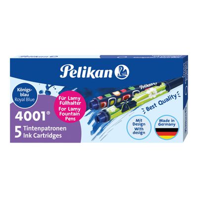 4012700338297-Pelikan 4001 - cartouche d'encre - bleu roi (pack de 5)-Angle droit-0