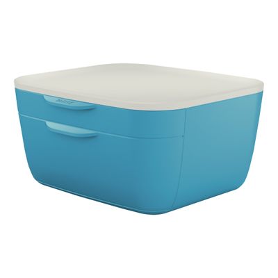 4002432124763-Leitz Cosy - Bloc de classement plastique - 2 tiroirs - bleu-Angle droit-2