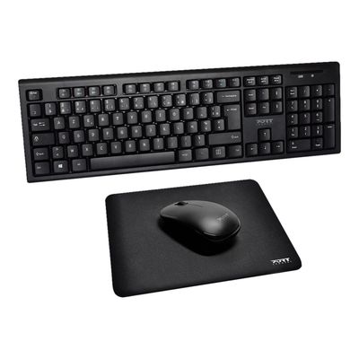 3567049009052-PORT Connect - ensemble clavier et souris sans fil + tapis de souris - AZERTY-Avant-0