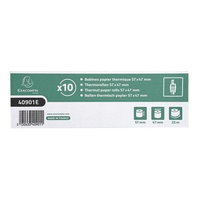 3130633409011-Exacompta - 10 Bobines papier thermique - Rouleau de 57 x 47 x 12 mm - 25 m-Avant-8