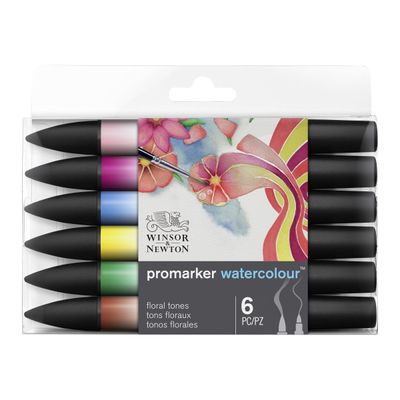 884955073933-ProMarker Watercolour - 6 Marqueurs double pointe - tons floraux-Avant-1