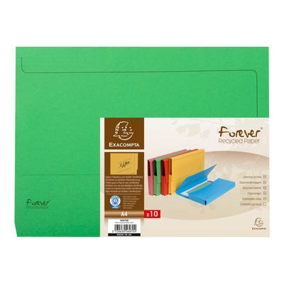 3130632469733-Exacompta Forever - 10 Paquets de 10 Chemises poche - 290 gr - vert vif-Avant-1